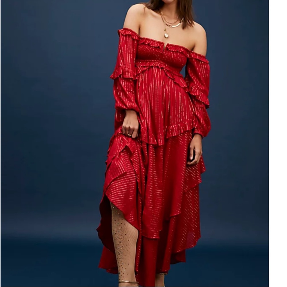 New With Tags Spell & the Gypsy Clementine Mermaid Maxi Dress Haute Red Medium - Picture 1 of 5